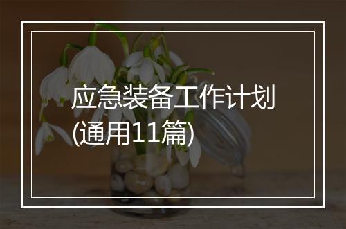 应急装备工作计划(通用11篇)