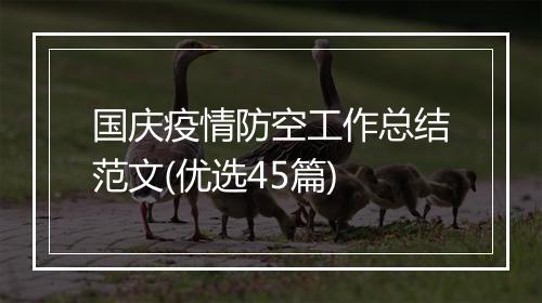 国庆疫情防空工作总结范文(优选45篇)