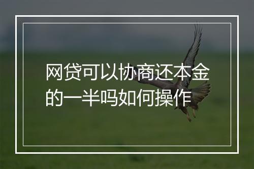网贷可以协商还本金的一半吗如何操作