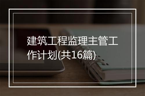 建筑工程监理主管工作计划(共16篇)