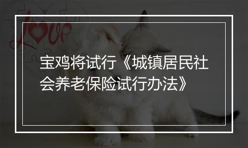 宝鸡将试行《城镇居民社会养老保险试行办法》