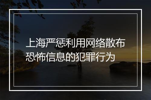 上海严惩利用网络散布恐怖信息的犯罪行为
