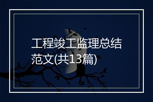 工程竣工监理总结范文(共13篇)