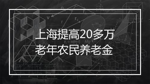 上海提高20多万老年农民养老金