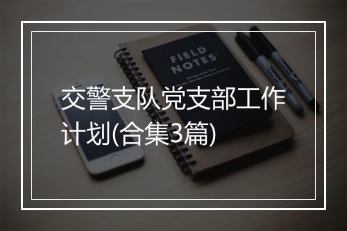 交警支队党支部工作计划(合集3篇)