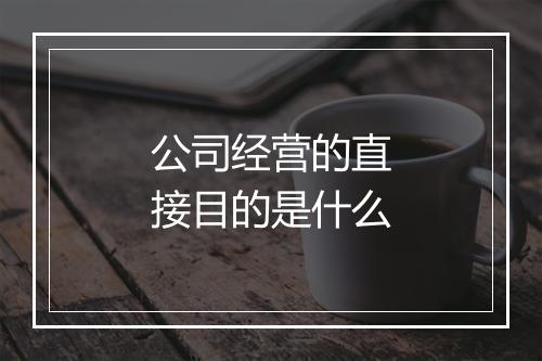 公司经营的直接目的是什么