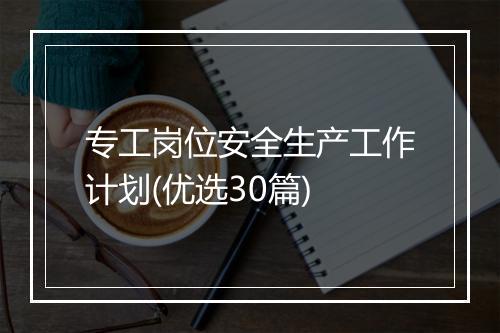 专工岗位安全生产工作计划(优选30篇)