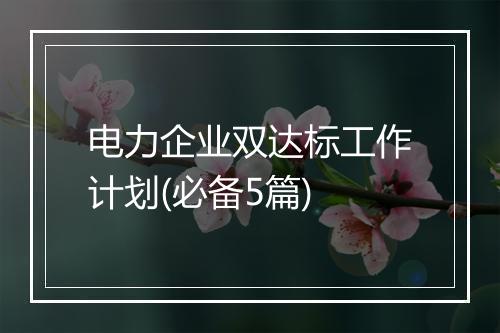 电力企业双达标工作计划(必备5篇)