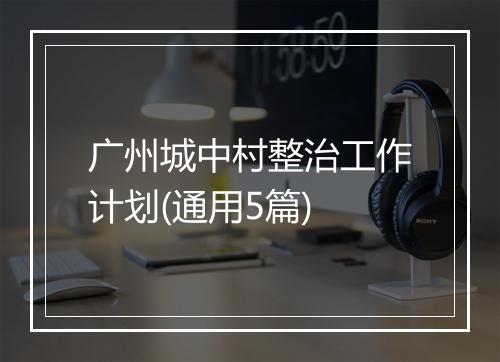 广州城中村整治工作计划(通用5篇)
