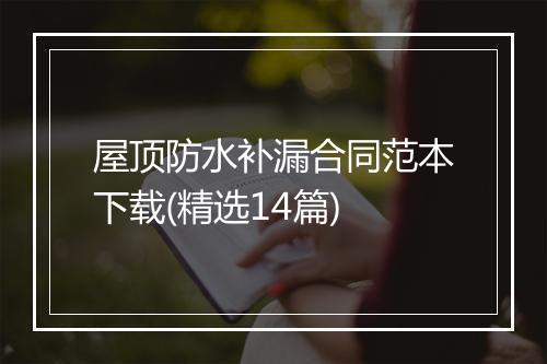 屋顶防水补漏合同范本下载(精选14篇)