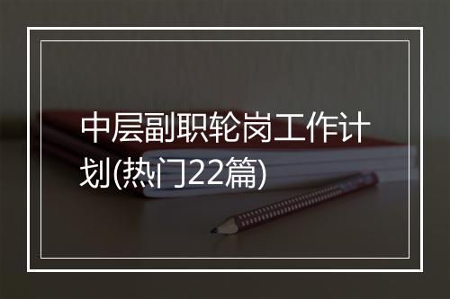 中层副职轮岗工作计划(热门22篇)