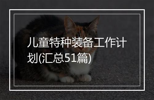 儿童特种装备工作计划(汇总51篇)