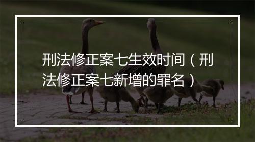 刑法修正案七生效时间（刑法修正案七新增的罪名）