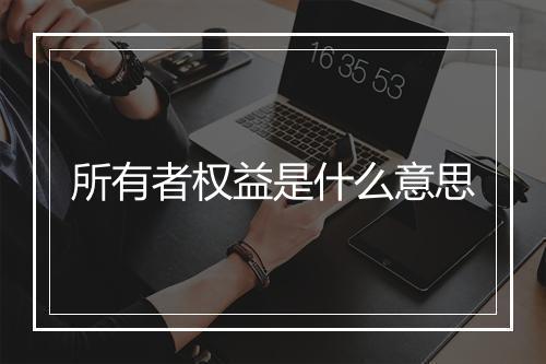 所有者权益是什么意思