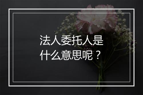 法人委托人是什么意思呢？