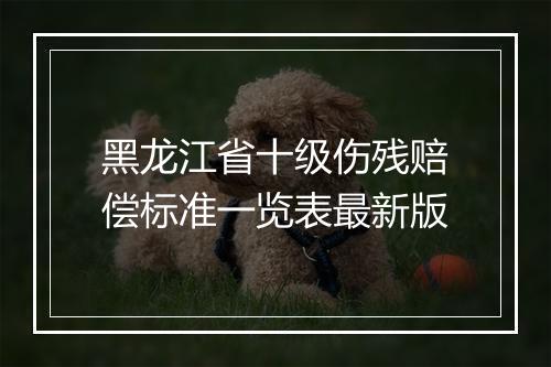 黑龙江省十级伤残赔偿标准一览表最新版