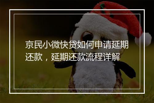 京民小微快贷如何申请延期还款，延期还款流程详解