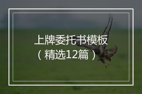 上牌委托书模板（精选12篇）