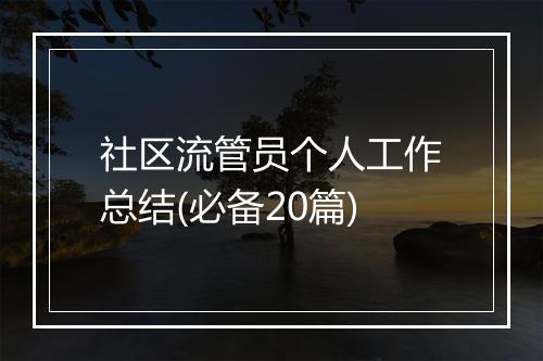 社区流管员个人工作总结(必备20篇)