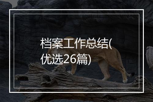档案工作总结(优选26篇)