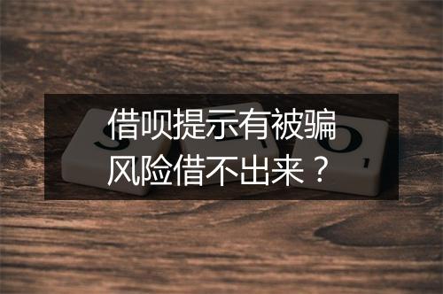 借呗提示有被骗风险借不出来？