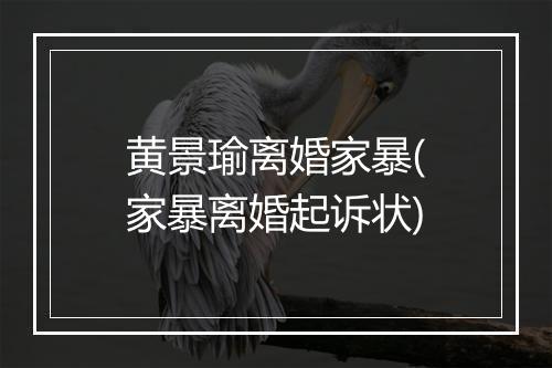 黄景瑜离婚家暴(家暴离婚起诉状)