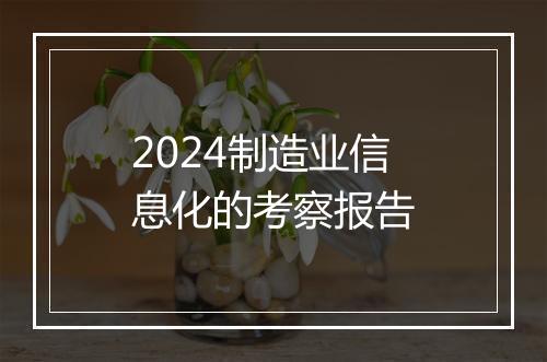 2024制造业信息化的考察报告