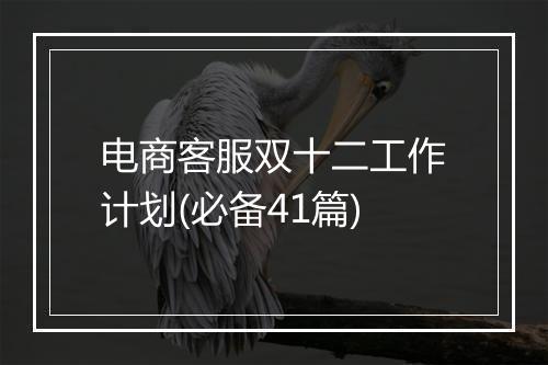 电商客服双十二工作计划(必备41篇)