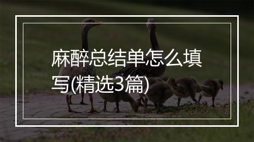 麻醉总结单怎么填写(精选3篇)