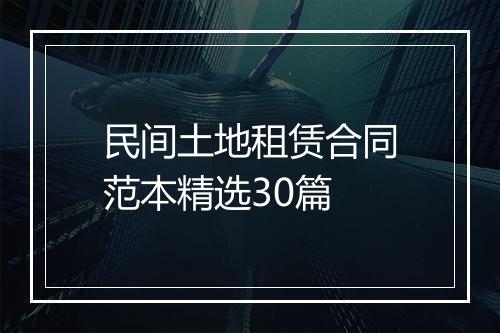 民间土地租赁合同范本精选30篇