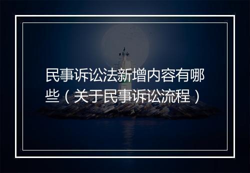 民事诉讼法新增内容有哪些（关于民事诉讼流程）