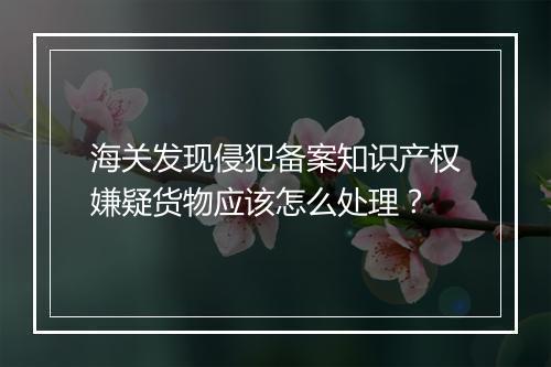 海关发现侵犯备案知识产权嫌疑货物应该怎么处理？