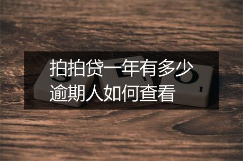 拍拍贷一年有多少逾期人如何查看