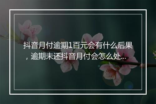 抖音月付逾期1百元会有什么后果，逾期未还抖音月付会怎么处理