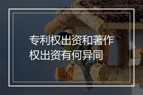 专利权出资和著作权出资有何异同