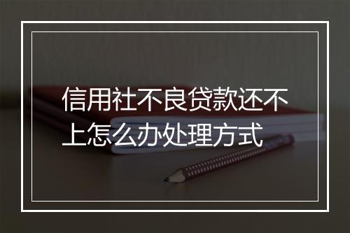 信用社不良贷款还不上怎么办处理方式