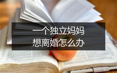 一个独立妈妈想离婚怎么办