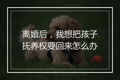 离婚后，我想把孩子抚养权要回来怎么办