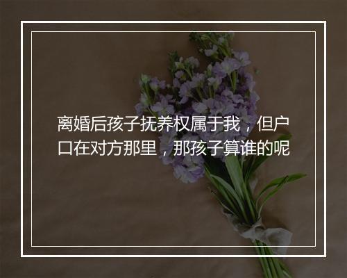 离婚后孩子抚养权属于我，但户口在对方那里，那孩子算谁的呢