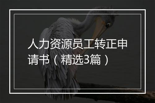 人力资源员工转正申请书（精选3篇）