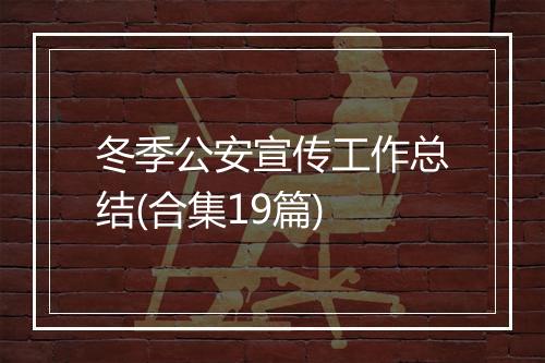 冬季公安宣传工作总结(合集19篇)