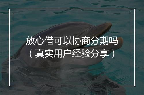 放心借可以协商分期吗（真实用户经验分享）