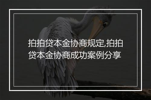 拍拍贷本金协商规定,拍拍贷本金协商成功案例分享