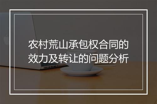 农村荒山承包权合同的效力及转让的问题分析