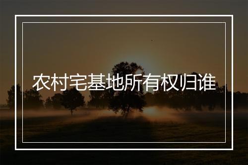 农村宅基地所有权归谁