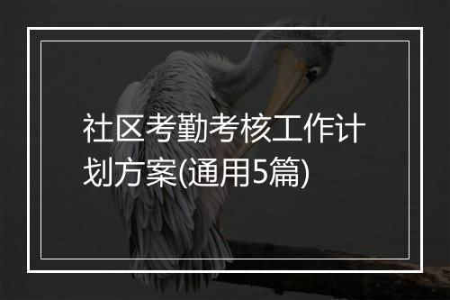 社区考勤考核工作计划方案(通用5篇)