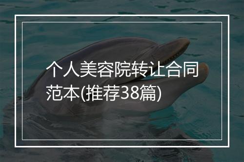个人美容院转让合同范本(推荐38篇)