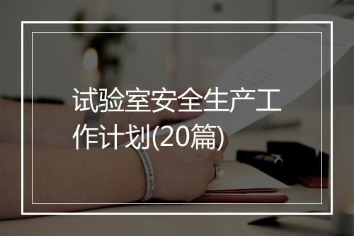 试验室安全生产工作计划(20篇)