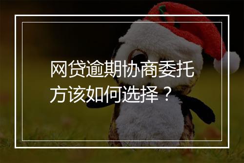 网贷逾期协商委托方该如何选择？