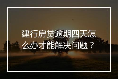 建行房贷逾期四天怎么办才能解决问题？